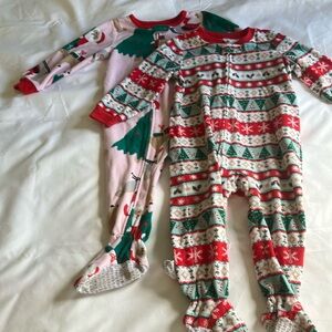 Carter's Red and Green Footie Pajamas Cozy Holiday Style